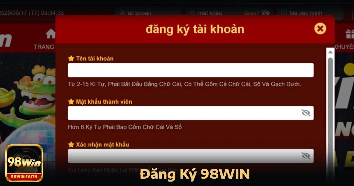 Đăng Ký 98Win 2 Việc đăng ký thành công chỉ là bước đầu, nhưng để đảm bảo an toàn, bạn cần lưu lại thông tin tài khoản cẩn thận.